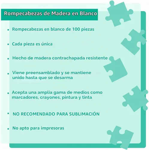 Vista 6 de Rompecabezas en blanco de 100 piezas con bandeja para dibujar