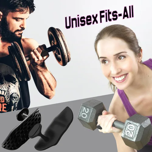 Vista 6 de Puños para levantamiento de pesas, guantes de entrenamiento ergonómicos para mujeres y hombres, agarres de goma para gimnasio sin dedos, agarres