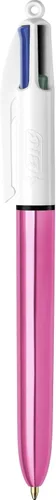Vista 2 de BIC 4 colores Shine - Caja de 12 bolígrafos - Cuerpo rosa metálico con 4 colores de tinta (azul, negro, rojo, verde)