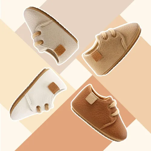Vista 4 de Meckior - Tenis tipo botín para niños y niñas pequeños de 1 a 3 años con suela suave antideslizante de cuero sintético. Mocasines para bebés recién