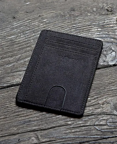 Vista 4 de Buffway - Billetera delgada minimalista de cuero con protección RFID para hombre y mujer