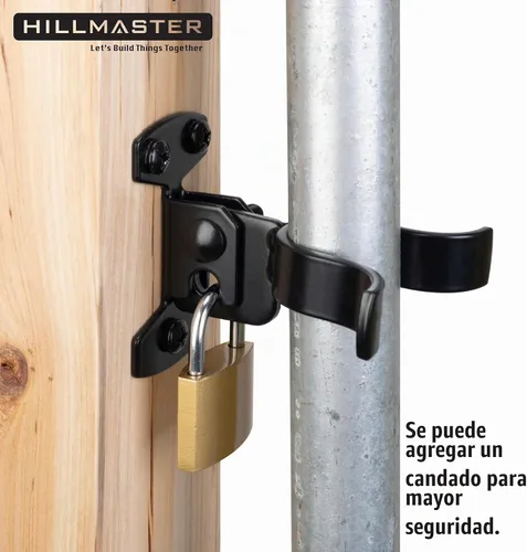Vista 3 de HILLMASTER Pestillo de horquilla de cadena de 1-3/8 pulgadas con parte trasera plana de 1-3/8 pulgadas, pestillo de horquilla de puerta negro