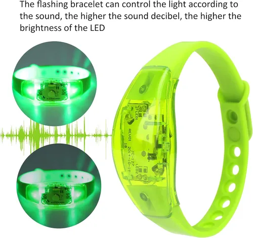 Vista 5 de plplaaoo Pulsera LED, pulsera LED de ciclismo, pulsera de silicona ajustable con luz LED, luces de correr para corredores, bandas reflectantes