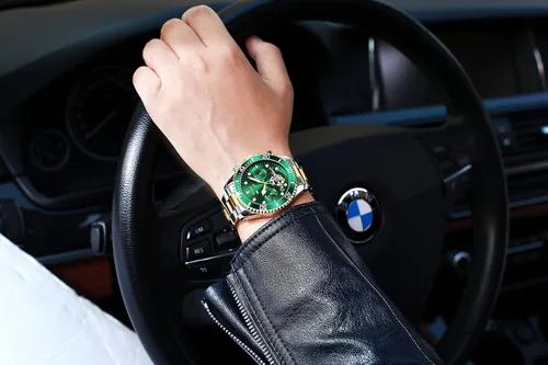 Vista 8 de OLEVS Reloj automático para hombres, reloj mecánico de cuerda automática, calendario para hombres, reloj de pulsera de acero inoxidable con esfera
