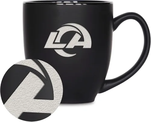 Vista 10 de Rico Industries Taza Bistro Mate Negra de Fútbol Americano NFL de 15 onzas - Para Bebidas Calientes o Frías - Logotipo del Equipo Grabado para una
