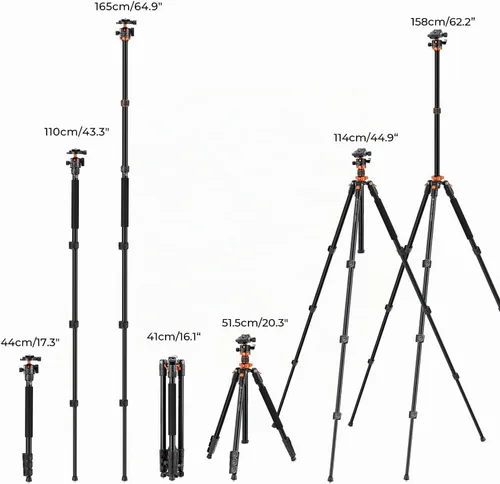 Vista 6 de K&F CONCEPT Trípode compacto de aluminio para cámara DSLR de 62