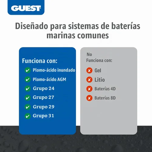 Vista 5 de Guest 2707A Guest - Cargador de batería a bordo 8A/12V, 2 bancos, entrada de 120 V