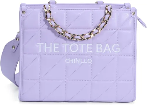 Vista 25 de Chinllo - Bolso de mano para mujer, bolsa satchel con asa superior y correa para el hombro Acolchado blanco