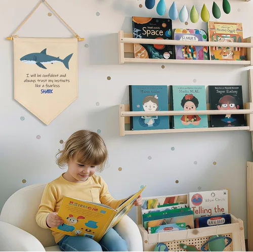 Vista 4 de Decoración de animales marinos, letrero de bandera del océano, regalo para bebés, niños y niñas, banderines para decoración de pared, regalo