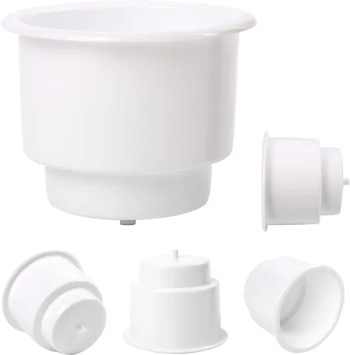 Vista 4 de Amarine Made 4pcs sostenedor de plástico marino para bebidas con inserto de drenaje, color blanco