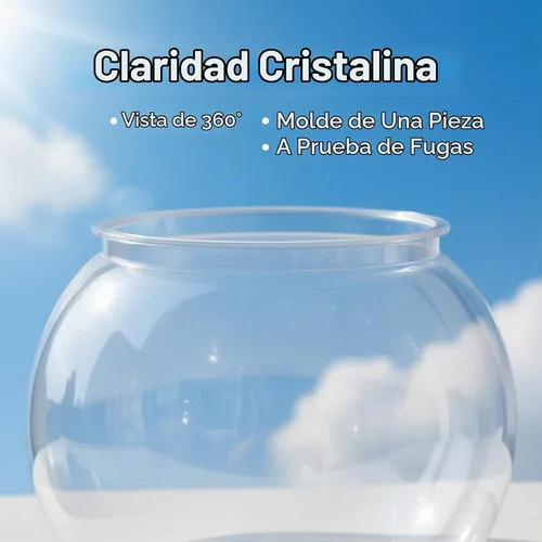 Vista 5 de Tazón de plástico de 1 galón, tanque Betta de pez dorado redondo transparente inastillable, pequeño jarrón de burbujas para centro de mesa, tarro