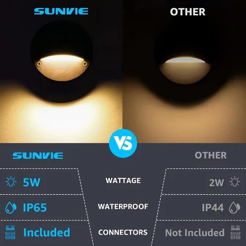 Vista 3 de SUNVIE Luces LED de bajo voltaje de 5 W, luces de paso de 12 a 24 V para exteriores con Fastlock2 conectores de cable, iluminación de paisaje