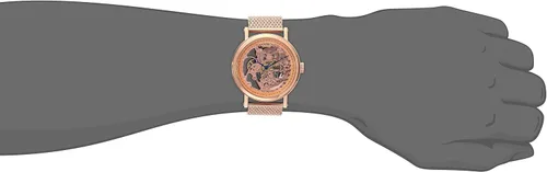 Vista 2 de Akribos AK732 - Reloj automático para hombre con esfera esqueleto "Bravura" automático de acero inoxidable con pulsera de malla