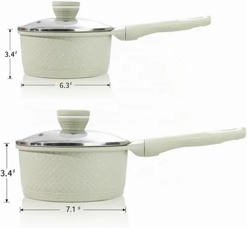 Vista 2 de Juego de 4 sartenes de 1.5 cuartos y 2.0 cuartos de galón con tapa, olla antiadherente para cocinar, fácil de limpiar, 100% libre de PFOA PFAS