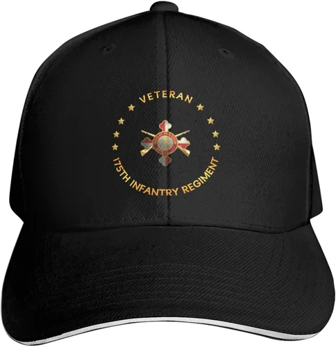 Vista 3 de US 175th Infantry Regiment Veteran Adjustable Baseball Cap for Outdoor Sun Protection - Men & Women Black