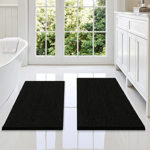 Vista 78 de Juego de alfombras de baño Smiry de 2 piezas, suave alfombra absorbente de chenilla y juego de alfombra en forma de U para inodoro, alfombra de baño