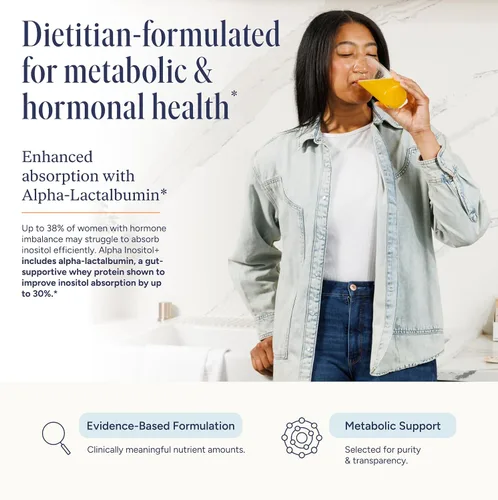 Vista 5 de FullWell Alpha Inositol+ Stick Packs - Ayuda hormonal, ovárica y metabólica - 40:1 mio-inositol a D-quiro-inositol - Crema de naranja - 60