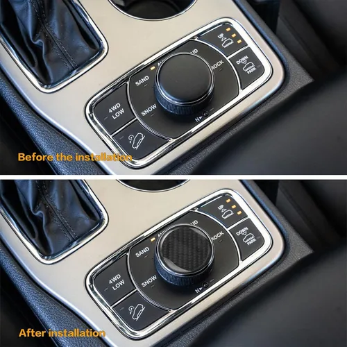 Vista 3 de ramuel Compatible con consola central de fibra de carbono, panel de palanca de cambios interior, cubierta de perilla de botón, accesorios de Negro