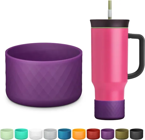 Vista 10 de Manga de silicona para el vaso Owala de 40 oz con asa, funda protectora antideslizante para accesorios de vasos térmicos de acero inoxidable