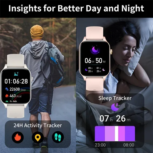 Vista 2 de Reloj inteligente para teléfonos Android iOS compatible con iPhone Samsung, pantalla táctil de 2.01 pulgadas, rastreador de actividad física