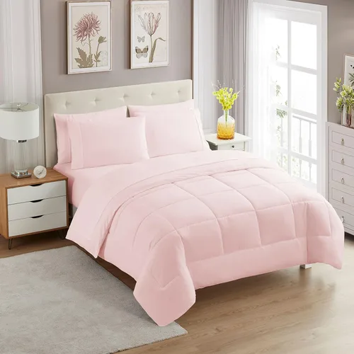 Vista 136 de Sweet Home Collection Juego de edredón de 7 piezas de color sólido para todas las estaciones, manta alternativa de plumón suave y lujosas sábanas