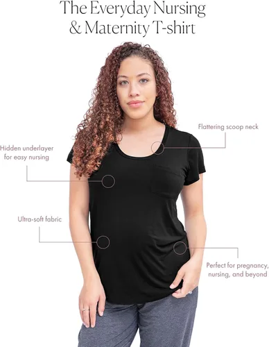 Vista 3 de Kindred Bravely Camiseta de maternidad y lactancia diaria Camiseta de lactancia de doble capa