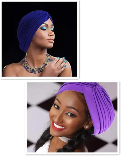 Vista 3 de Gorro de turbante para mujer, gorro africano de la India, para mujeres y niñas