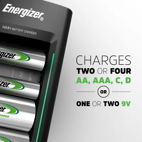 Vista 3 de Energizer Cargador de batería recargable AA y AAA + 4 pilas recargables AA NiMH + 2 pilas recargables AAA NiMH