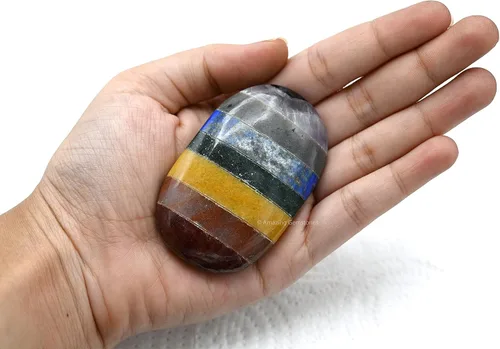 Vista 6 de Piedras de Siete Chakras de Amazing Gemstone y Piedras Curativas - Grandes Piedras de Palma de Cristal - Cristal para Buena Suerte, Energía Positiva
