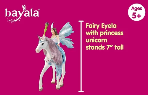 Vista 8 de Schleich Bayala - Figura de hada Eyela de 3 piezas con figura de unicornio de princesa, figura de hadas de fantasía con varita mágica, juguete