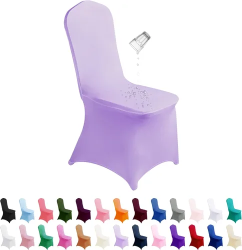 Vista 19 de SUPERO Funda impermeable de poliéster y elastano para silla (100 unidades, color negro) - Fundas elásticas para sillas de comedor, protector