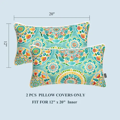 Vista 3 de FUNHOME Fundas de almohada lumbar para exteriores, 12 x 20 pulgadas, sin relleno, círculo cian
