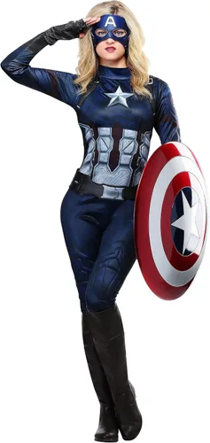Vista 2 de Disfraz de Capitán América para mujer color azul medio