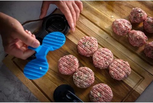 Vista 7 de Napoleon Kit de prensa gourmet para hamburguesas, prensa deslizante, hamburguesas rellenas, apto para lavavajillas