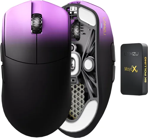 Vista 8 de Lamzu Maya X Ratón Inalámbrico para Juegos, Ultra Ligero 47g, Interruptor Óptico, Máximo 30000 DPI, Simétrico, MCU Nordic 52840, Codificador a Negro