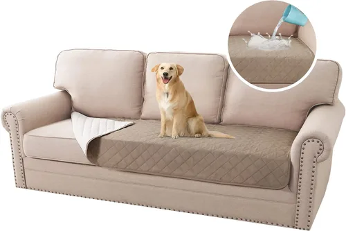 Vista 23 de H.VERSAILTEX Fundas de sofá de 2 plazas para perros, 100 % impermeables, con correas elásticas para mascotas y gatos (sofá biplaza, marrón)