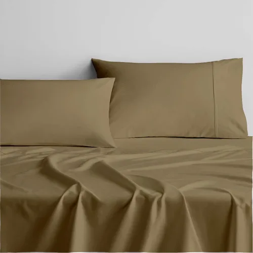 Vista 11 de Juego de sábanas de 4 piezas, color burdeos, 100% algodón suave, para cama de tamaño individual, hilos de algodón de fibra larga de una sola capa