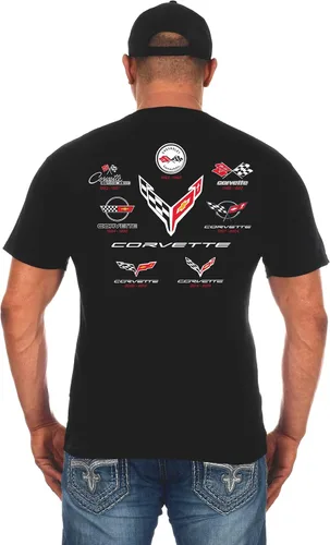Vista 3 de JH DESIGN GROUP Camiseta Corvette para hombre C8 C7 C6 C5 C4 C3 C2 C1 Collage Black Shirt