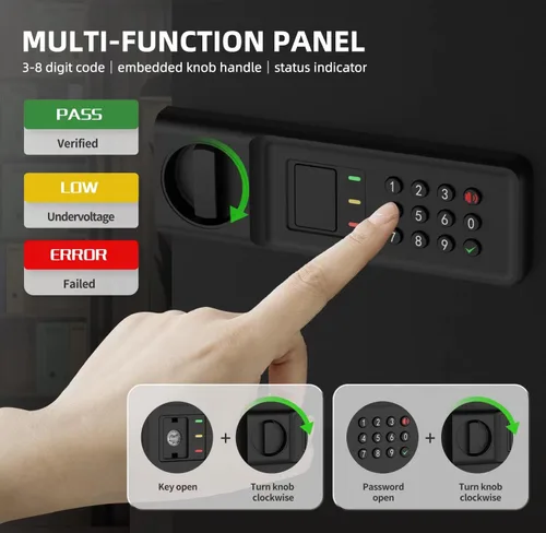 Vista 4 de Caja fuerte electrónica AEGIS de 0,8 pies cúbicos - Caja fuerte de seguridad con teclado digital para el hogar/oficina, caja de efectivo de acero