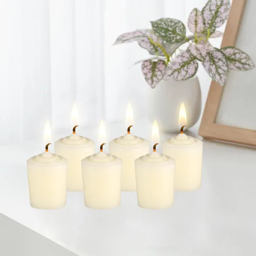Vista 3 de Velas votivas sin perfume marfil de 15 horas, paquete de 12