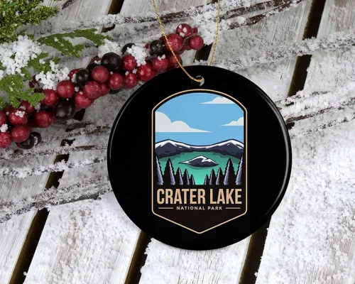 Vista 3 de Adorno de Parque Nacional del Lago Cráter – Regalo del Parque Nacional Crater Lake – Adorno de Navidad de Crater Lake – Decoración del Parque