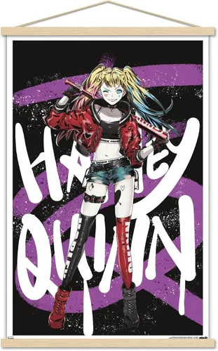 Vista 16 de Trends International DC Comics - Póster de pared de anime Harley Quinn, 14.725 x 22.375 pulgadas, versión enmarcada de madera de granero