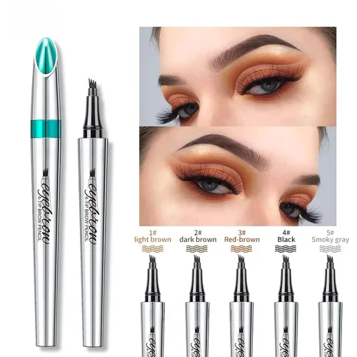 Vista 6 de Lápiz microblading para cejas, maquillaje de ojos, micro 4 puntos para levantar y arrebatar cejas de larga duración, impermeable, cabello natural 01