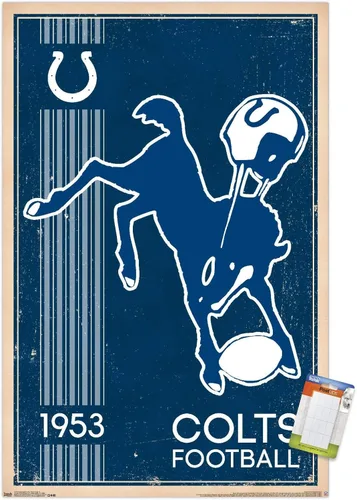 Vista 21 de Trends International NFL Indianapolis Colts - Retro Logo 14 Wall Poster, 14.725" x 22.375", Barnwood Framed Version