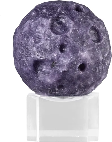 Vista 10 de Nupuyai Escultura de bola de cristal Moon Planet con soporte acrílico, esfera redonda, decoración de piedra de cristal para mesa de oficina en casa