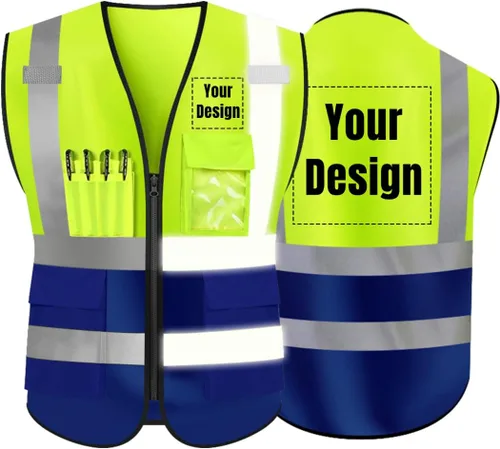 Vista 24 de Chaleco de seguridad de alta visibilidad Personaliza tu logotipo chaleco de seguridad protector, Negro