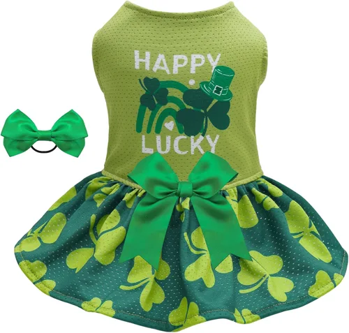 Vista 22 de CuteBone Vestido de malla para perro, vestido de Halloween para cachorros, traje de verano para mascotas, moda de verano para perros pequeños, ropa
