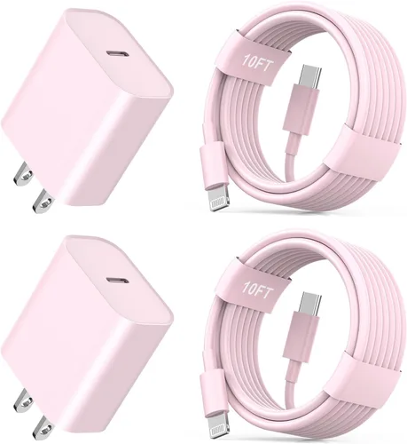 Vista 10 de Cargador rápido para iPhone 11 12 13 14, paquete de 2, cargador de iPhone de 20W, adaptador de bloque de carga rápida con cable de sincronización