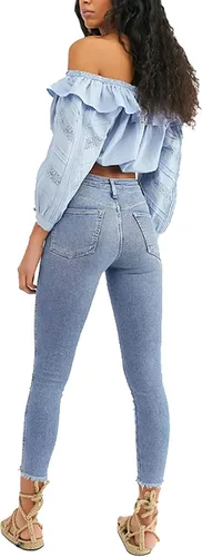 Vista 2 de Free People Dobladillo deshilachado Flaco Jegging Havanna Blue High Rise, Havanna Azul