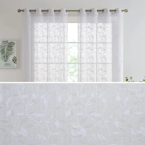 Vista 8 de HLC.ME Joyce - Cortina de encaje transparente para cocina, cafetería, para ventanas pequeñas, cocina y baño, 30 pulgadas de ancho x 36 pulgadas